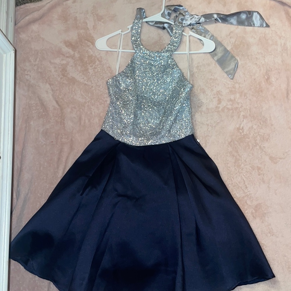 NAVY BLUE AND SILVER DRESS